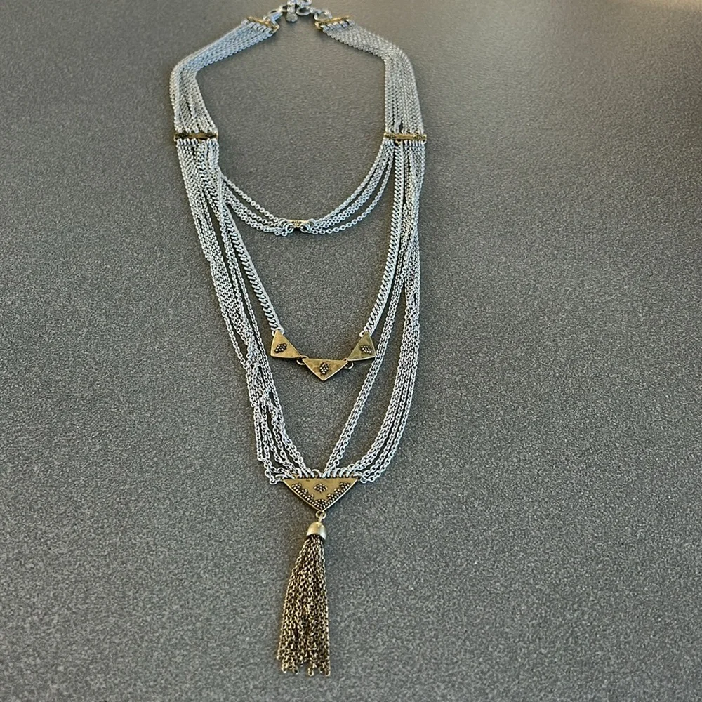 Lucky brand, multi strand layer chain necklace with tassel pendant - Picture 5 of 5